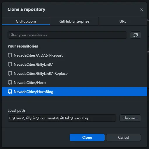 Clone仓库到本地