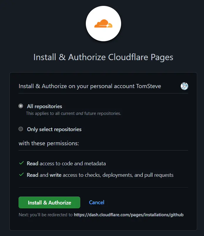 给予Cloudflare权限
