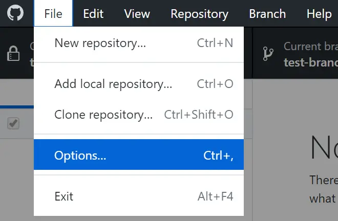 打开GitHub Desktop设置